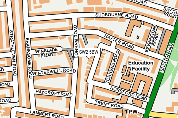 SW2 5BW map - OS OpenMap – Local (Ordnance Survey)