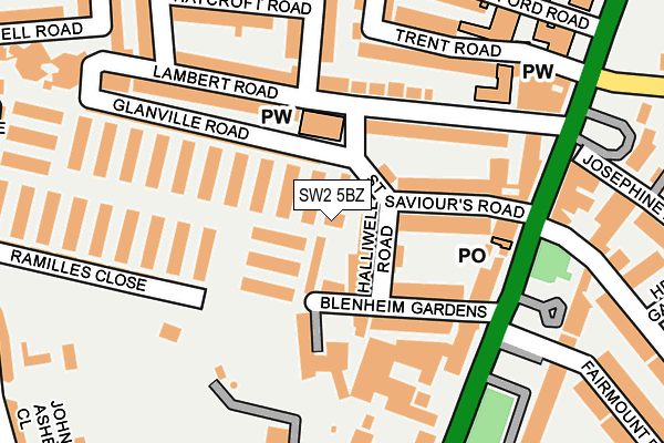 SW2 5BZ map - OS OpenMap – Local (Ordnance Survey)