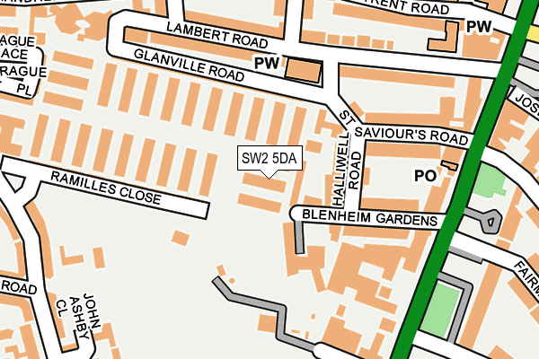 SW2 5DA map - OS OpenMap – Local (Ordnance Survey)