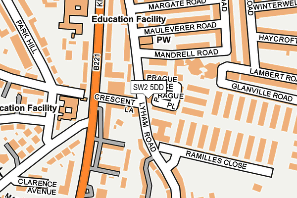 SW2 5DD map - OS OpenMap – Local (Ordnance Survey)