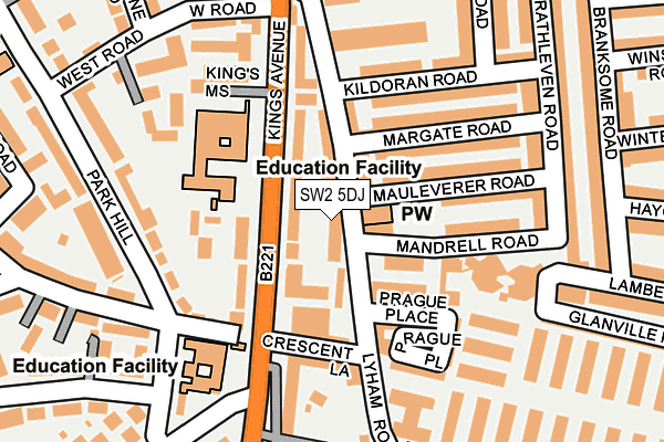 SW2 5DJ map - OS OpenMap – Local (Ordnance Survey)