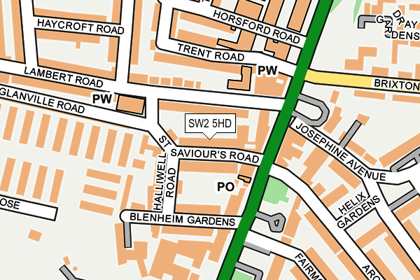 SW2 5HD map - OS OpenMap – Local (Ordnance Survey)