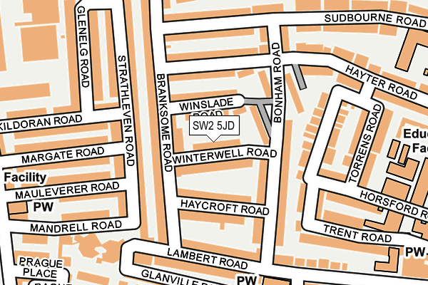 SW2 5JD map - OS OpenMap – Local (Ordnance Survey)