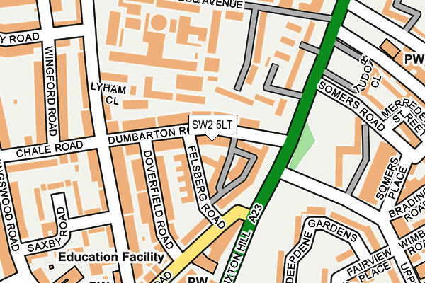 SW2 5LT map - OS OpenMap – Local (Ordnance Survey)
