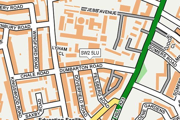 SW2 5LU map - OS OpenMap – Local (Ordnance Survey)