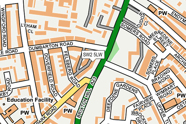 SW2 5LW map - OS OpenMap – Local (Ordnance Survey)