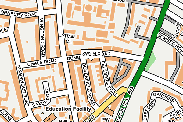 SW2 5LX map - OS OpenMap – Local (Ordnance Survey)