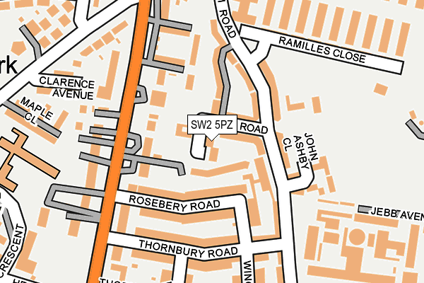 SW2 5PZ map - OS OpenMap – Local (Ordnance Survey)