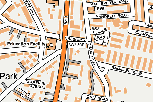SW2 5QF map - OS OpenMap – Local (Ordnance Survey)