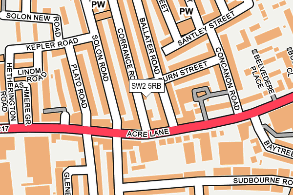 SW2 5RB map - OS OpenMap – Local (Ordnance Survey)