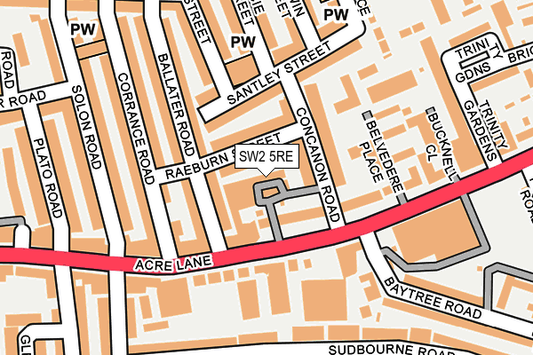 SW2 5RE map - OS OpenMap – Local (Ordnance Survey)