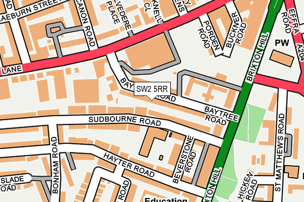 SW2 5RR map - OS OpenMap – Local (Ordnance Survey)