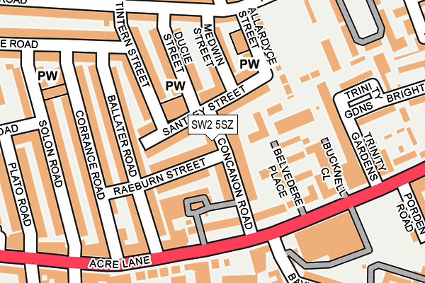 SW2 5SZ map - OS OpenMap – Local (Ordnance Survey)