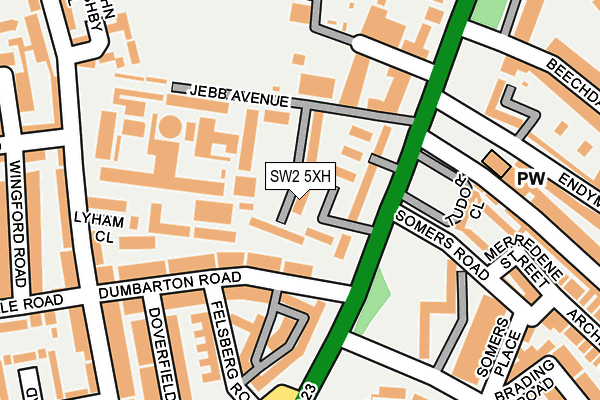 SW2 5XH map - OS OpenMap – Local (Ordnance Survey)