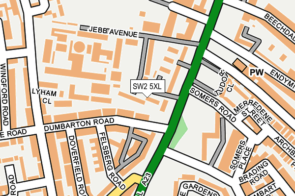 SW2 5XL map - OS OpenMap – Local (Ordnance Survey)
