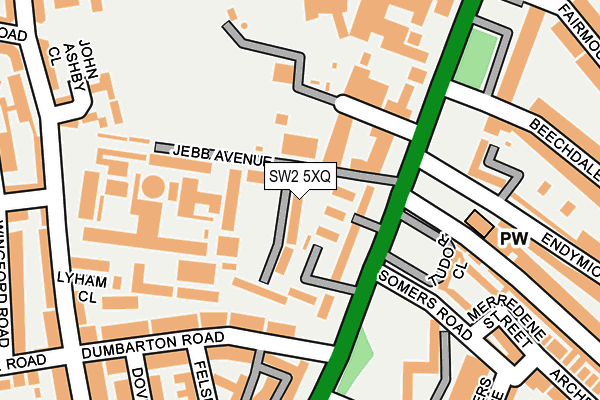 SW2 5XQ map - OS OpenMap – Local (Ordnance Survey)