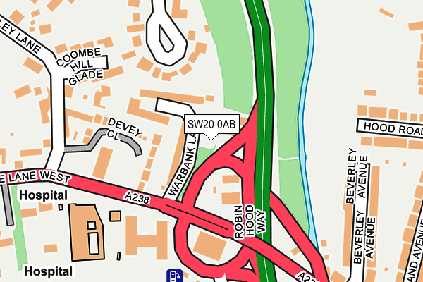 SW20 0AB map - OS OpenMap – Local (Ordnance Survey)