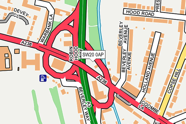 SW20 0AP map - OS OpenMap – Local (Ordnance Survey)