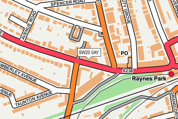 SW20 0AY map - OS OpenMap – Local (Ordnance Survey)