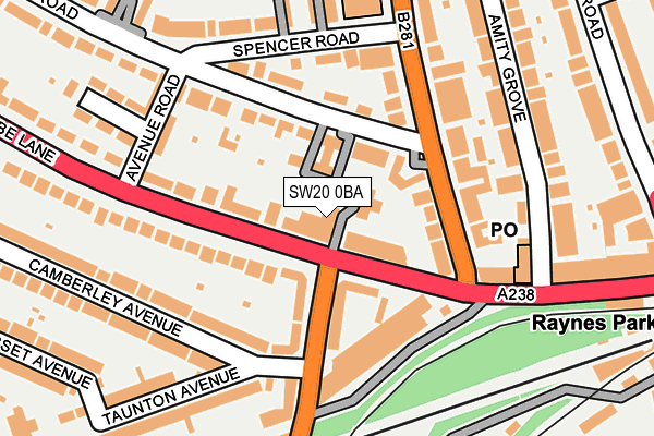 SW20 0BA map - OS OpenMap – Local (Ordnance Survey)