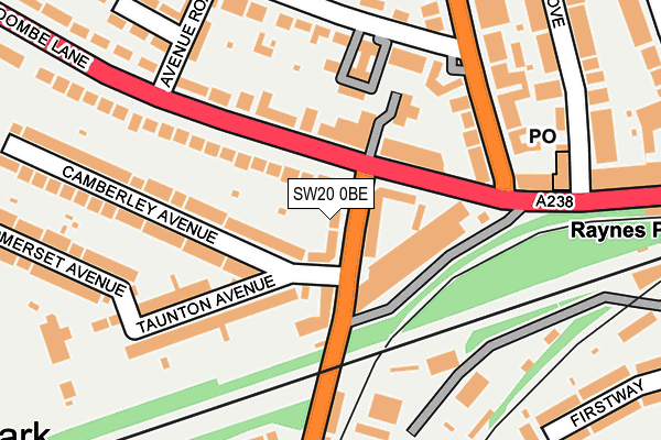 SW20 0BE map - OS OpenMap – Local (Ordnance Survey)
