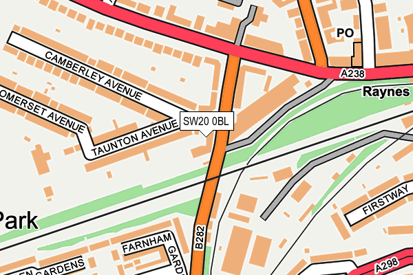 SW20 0BL map - OS OpenMap – Local (Ordnance Survey)