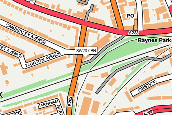 SW20 0BN map - OS OpenMap – Local (Ordnance Survey)