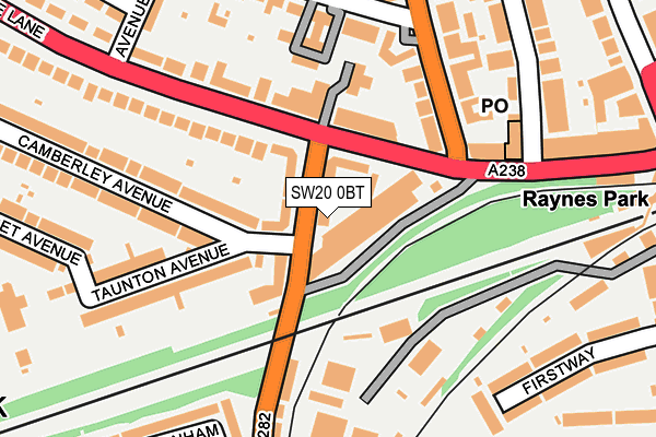 SW20 0BT map - OS OpenMap – Local (Ordnance Survey)