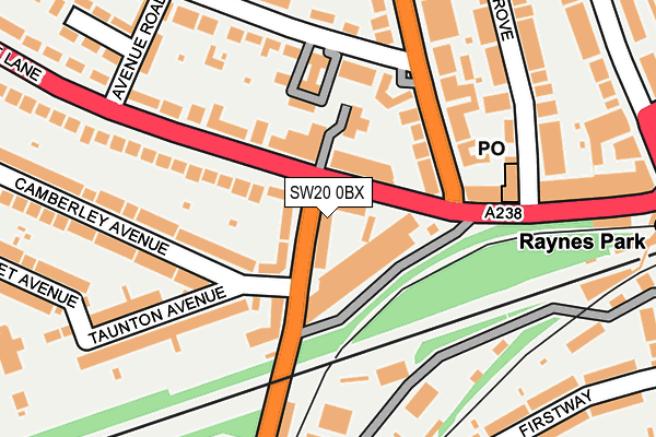 SW20 0BX map - OS OpenMap – Local (Ordnance Survey)