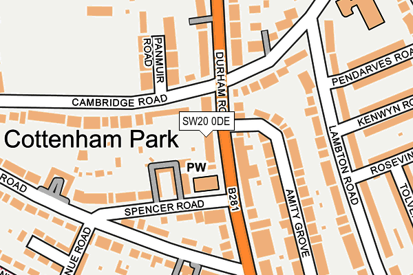 SW20 0DE map - OS OpenMap – Local (Ordnance Survey)