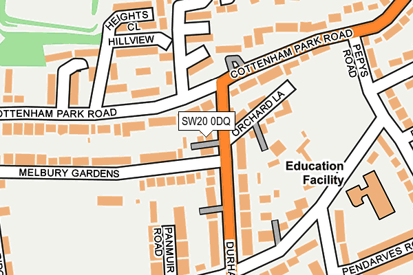 SW20 0DQ map - OS OpenMap – Local (Ordnance Survey)