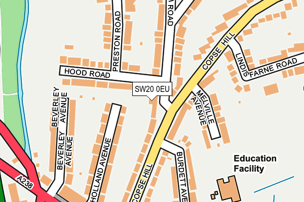 SW20 0EU map - OS OpenMap – Local (Ordnance Survey)