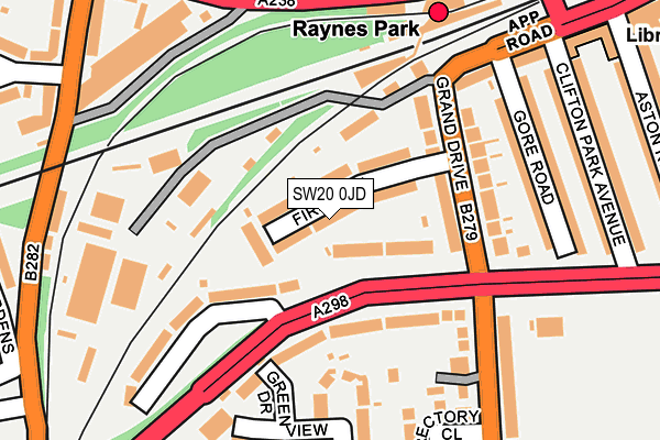 SW20 0JD map - OS OpenMap – Local (Ordnance Survey)