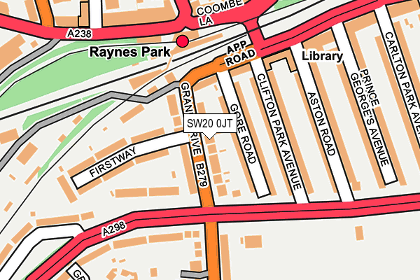 SW20 0JT map - OS OpenMap – Local (Ordnance Survey)