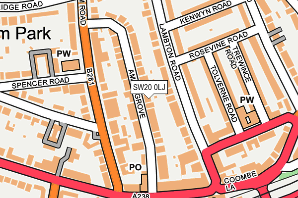 SW20 0LJ map - OS OpenMap – Local (Ordnance Survey)