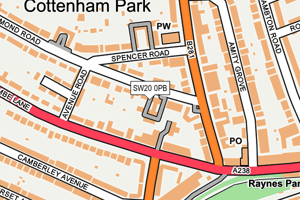 SW20 0PB map - OS OpenMap – Local (Ordnance Survey)