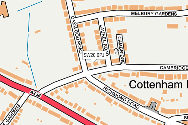 SW20 0PJ map - OS OpenMap – Local (Ordnance Survey)