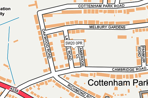 SW20 0PR map - OS OpenMap – Local (Ordnance Survey)