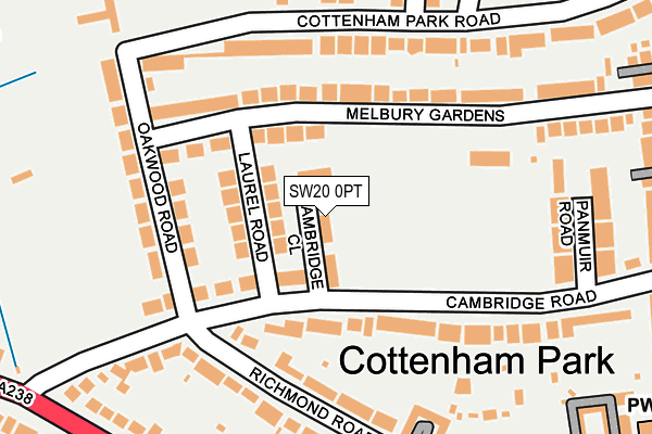 SW20 0PT map - OS OpenMap – Local (Ordnance Survey)