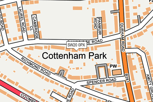 SW20 0PX map - OS OpenMap – Local (Ordnance Survey)