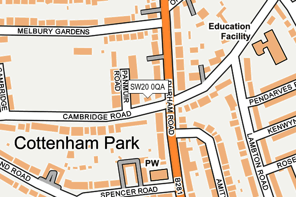 SW20 0QA map - OS OpenMap – Local (Ordnance Survey)