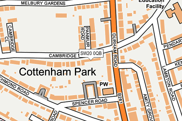 SW20 0QB map - OS OpenMap – Local (Ordnance Survey)