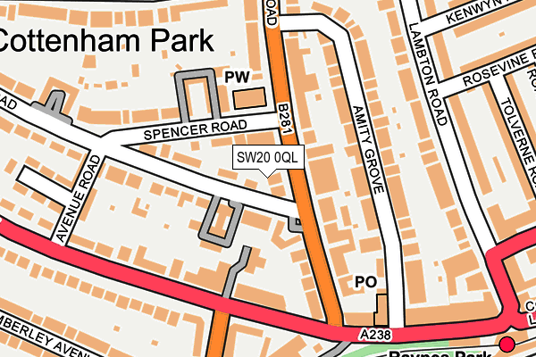 SW20 0QL map - OS OpenMap – Local (Ordnance Survey)