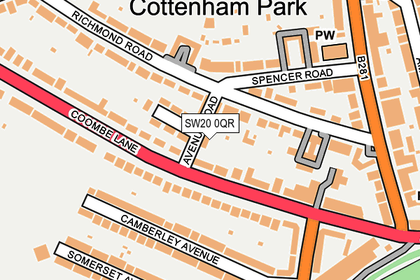 SW20 0QR map - OS OpenMap – Local (Ordnance Survey)