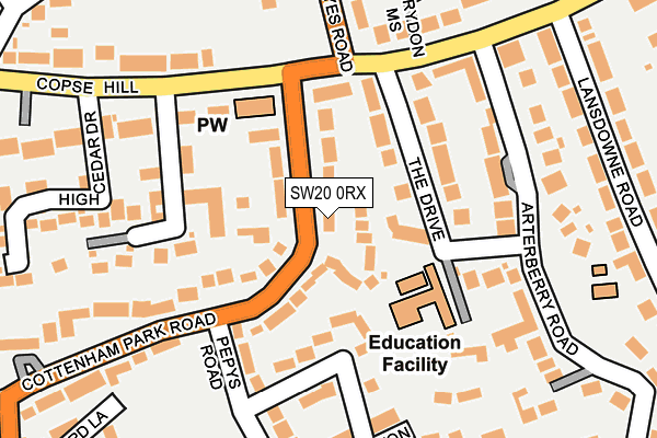 SW20 0RX map - OS OpenMap – Local (Ordnance Survey)