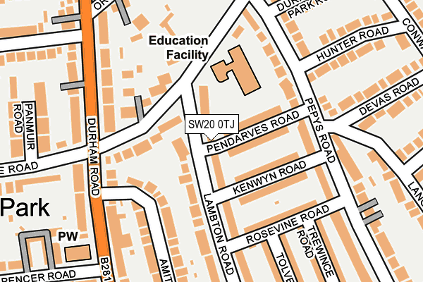 SW20 0TJ map - OS OpenMap – Local (Ordnance Survey)