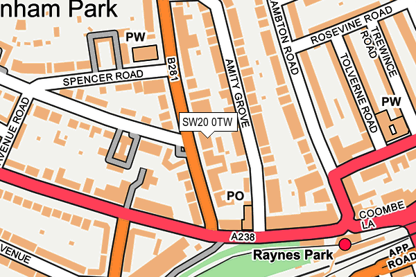 SW20 0TW map - OS OpenMap – Local (Ordnance Survey)