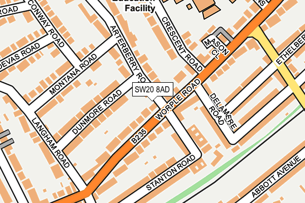 SW20 8AD map - OS OpenMap – Local (Ordnance Survey)