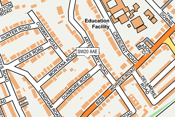 SW20 8AE map - OS OpenMap – Local (Ordnance Survey)
