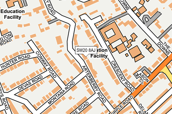 SW20 8AJ map - OS OpenMap – Local (Ordnance Survey)